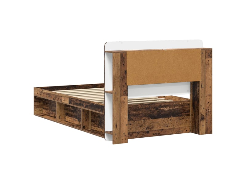  Lit simple- lit adulte -  cadre de lit avec rangement bois ancien 80 x 200 cm  - Conforama C