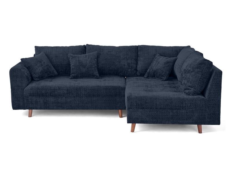  Rune - canapé d'angle droit 4 places en velours texturé - lisa design - bleu RUNE - Conforama A