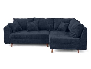 Canapé d'angle droit fixe BESTMOBILIER RUNE 4 places Velours Bleu