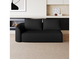 Canapé d'angle compressé gauche fixe <strong>STILVORA</strong> <strong></strong> 2 places Tissu Noir