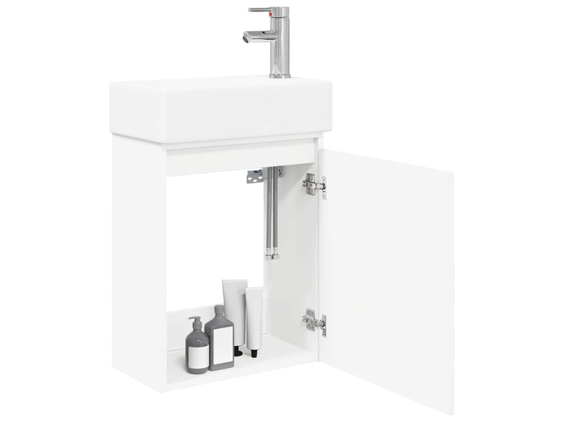  Meuble de salle de bain avec robinet blanc 45.5x22.5x84 cm shl2993  - Conforama C