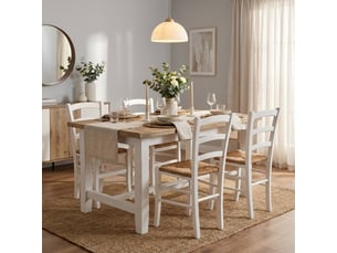 Lot de 2 chaises de salle à manger en bois massif anna - blanc