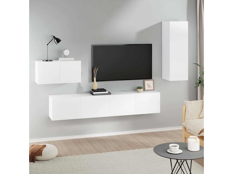  Ensemble de meubles tv 4 pcs blanc bois d'ingénierie shl5924  - Conforama B