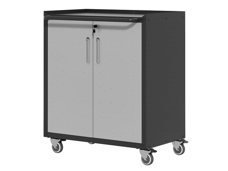  Armoire à outils métallique 75 x 42 x 88 cm noir et gris, sur roulettes verrouillables avec étagères réglables  - Conforama D