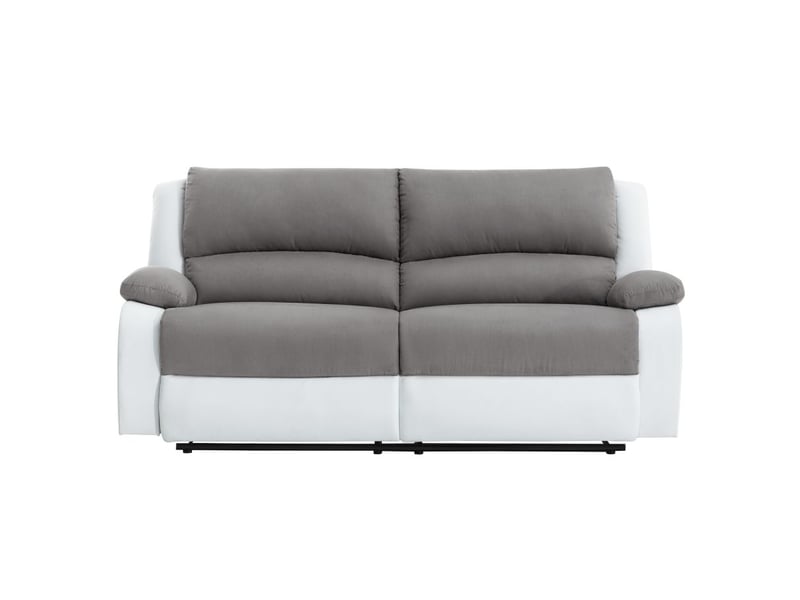 Relaxxo - canapé relax manuel 3 places avec 2 assises xxl leo en microfibre et simili - blancgris - Conforama A