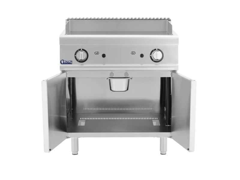  Plancha gaz 12 kw lisse 50 300 °c propane lpg gaz naturel armoire intégrée acier inoxydable acier chromé argent métallisé 14_0009531  - Conforama E