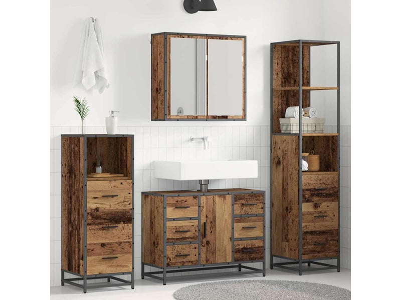 Ensemble de mobilier de salle de bain 3 pc bois ancien cf64264 - Conforama B