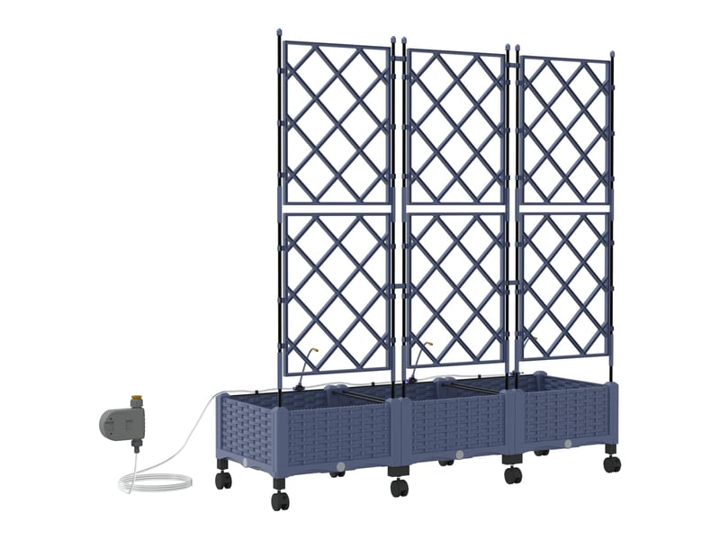 Jardinière - porte-plante de jardin avec irrigation et roues 3 pcs gris pp - Conforama D