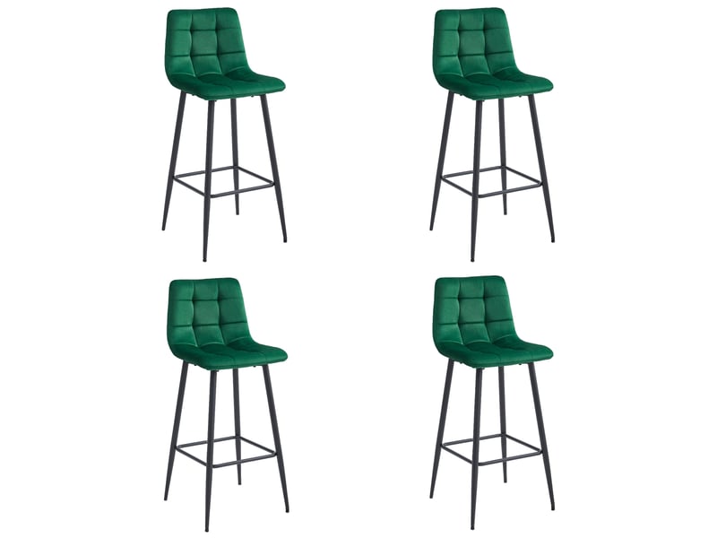 Family hoker arceto - velours vert foncé pieds noirs x 4  - Conforama A