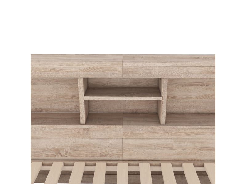  Lit banquette 90x200 lit gigogne bois naturel avec led et ports usb  - Conforama W