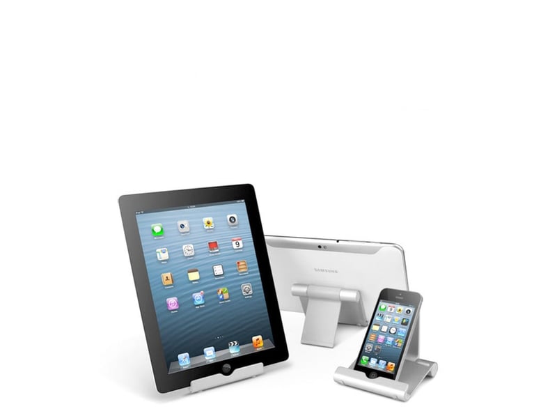 Support ajustable et portable pour tablette liseuse et smartphone argent - Conforama E