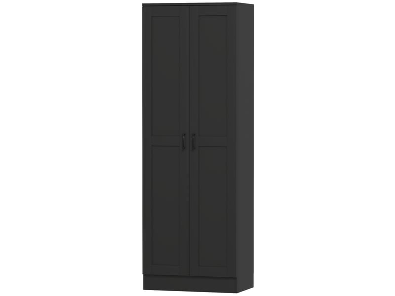  Armoire 2 portes meuble de rangement avec 5 étagères, style contemporain, 60l x 36,5l x 175h noir  - Conforama B