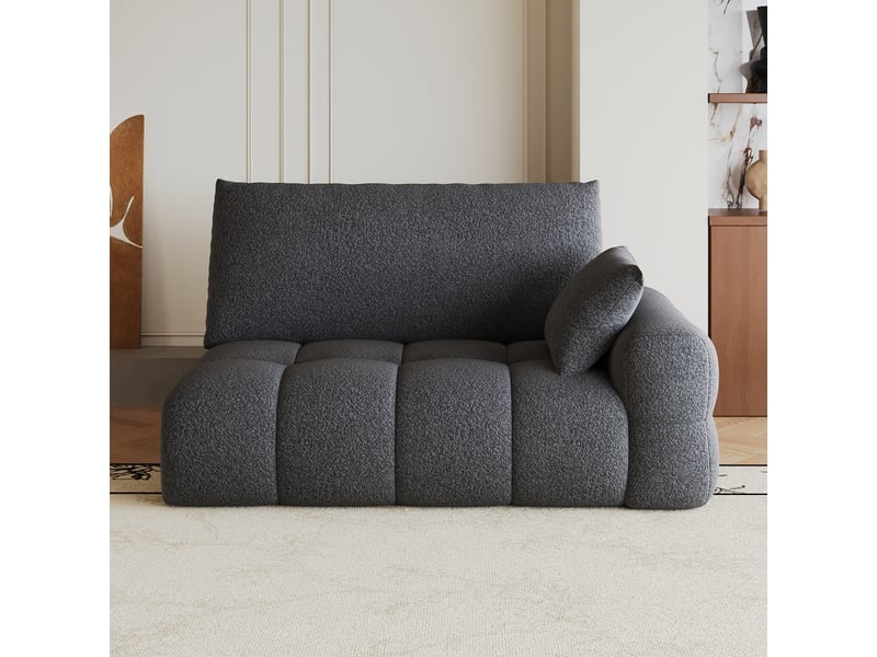 Canapé 2 places gris foncé 130 cm sofa droit compact tissu moderne pour petit salon studio - Conforama D