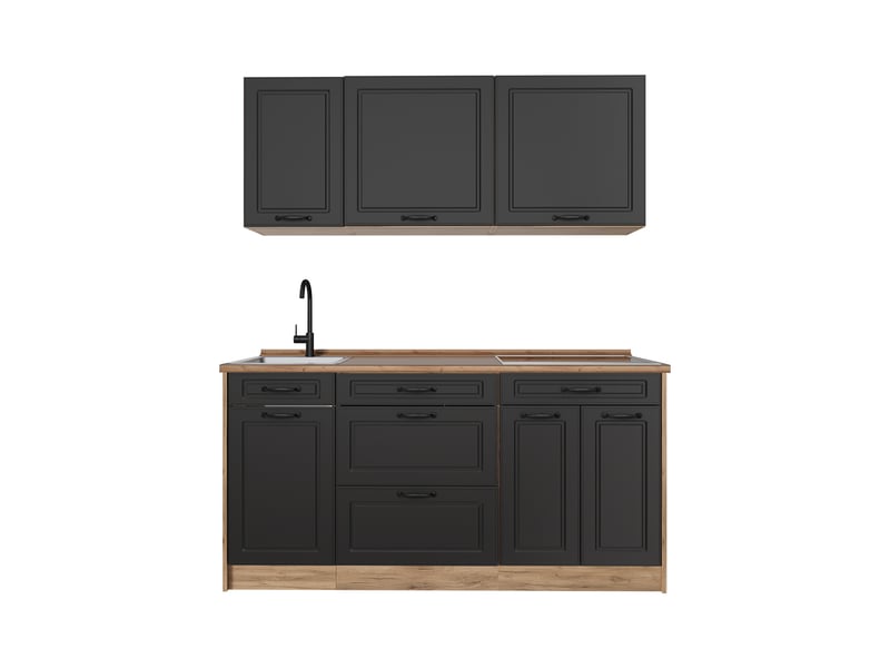  Vicco cuisine, anthracite campagnechêne doré, 160cm plan de travail chêne doré  - Conforama A
