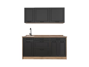 Vicco cuisine, anthracite campagnechêne doré, 160cm plan de travail chêne doré