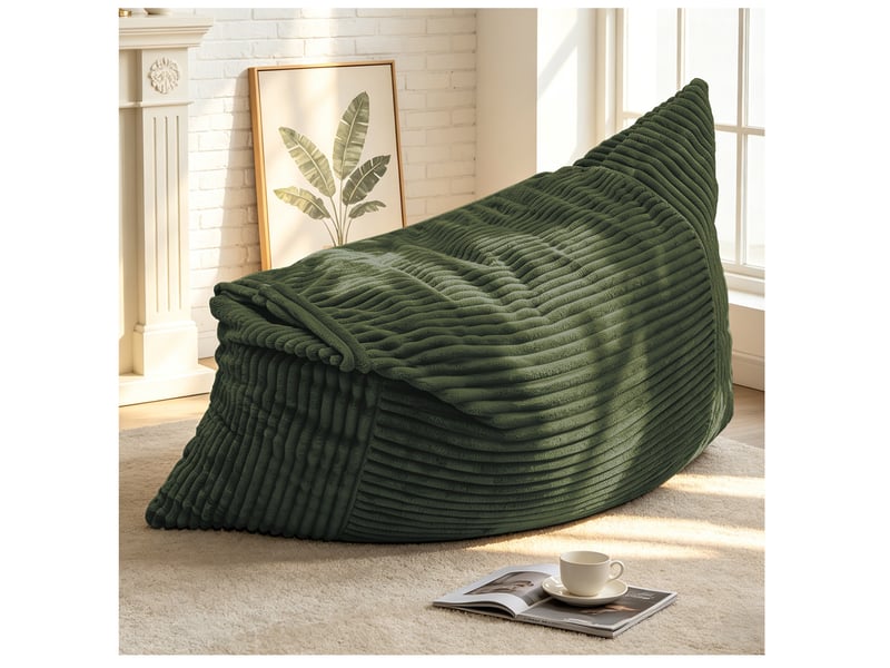  Fauteuil pouf convertible modenvie 3 positions en velours côtelé vert 180 x 125 cm  - Conforama E