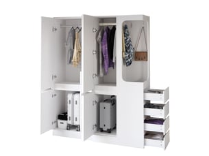 Armoire 2 porte(s) battante 6 tiroir(s) MERAX armoire blanc coloris blanc largeur 140 cm