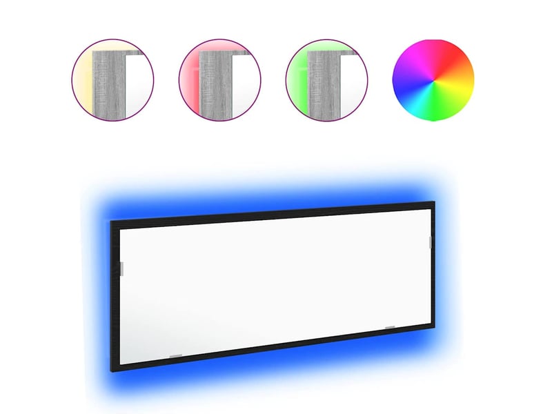  Miroir de salle de bain, miroir de toilette led chêne noir 100 x 8,5 x 37 cm verre cf62562  - Conforama C