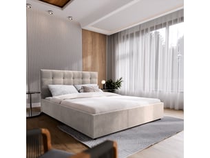 Lit coffre 200x200 cm <strong>MASSENO</strong>  <strong></strong> coloris beige