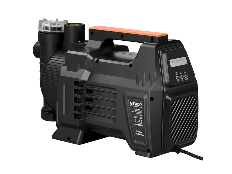  Vevor pompe a jet pour puits peu profond 1300 w pompe a jet pp debit max 4800 lh pour systeme irrigation jardin arrosage pelouse, avec hauteur deaspiration 8 m, commande electronique intelligente  - Conforama A