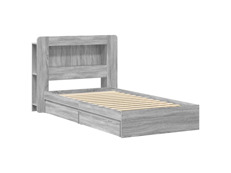  Lit simple- lit adulte -  cadre de lit avec rangement sonoma gris 100 x 200 cm  - Conforama B