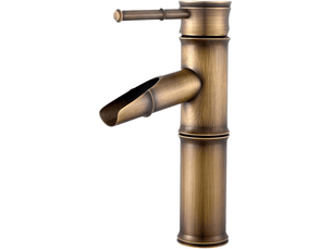 Robinet de salle de bain, chaud et froid, adapté aux lavabos de salle de bain, style bambou