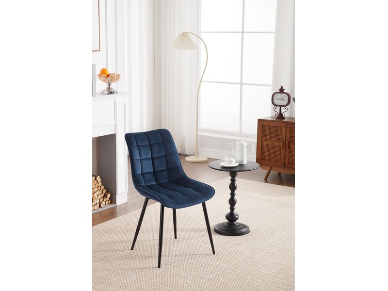  8 x chaises de salle à manger woltu, chaise de cuisine, siège en velours, pieds en métal, bleu  - Conforama C