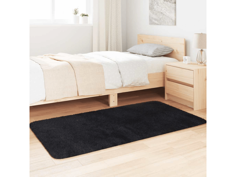  Tapis shaggy à poils longs navarra noir 80x150 cm polyester - comfortxl 4102814 - Conforama C