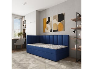 Lit avec rangement 90x200 cm <strong>MASSENO</strong>  <strong></strong> coloris bleu