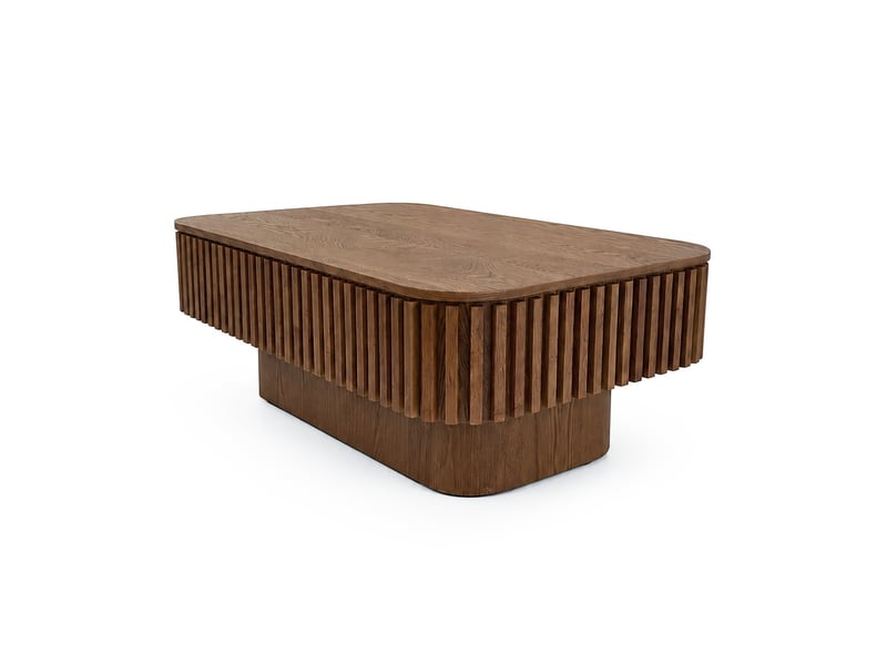  Table basse 98x60x35 cm coloris noyer avec rangement caché  - Conforama A