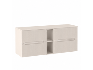 Meuble sous vasque suspendu avec étagère et plan 4t novo l.140 cm cachemire mat