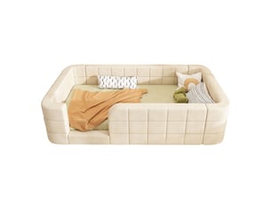 Lit simple 90x200 cm OOIILLEE Luxe haut de gamme coloris beige