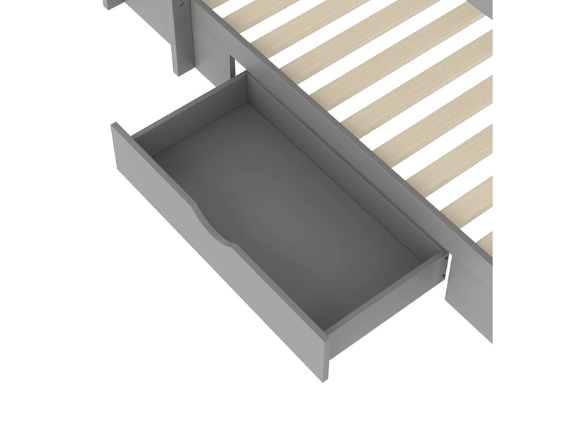  Lit superposé enfant 200×90 cm et 200×90 cm avec rangements latéraux et 1 tiroir, sans matelas, gris  - Conforama E