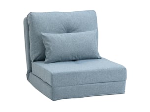 Fauteuil de sol chauffeuse convertible inclinable en tissu bleu ciel 60 x 80 x 56 cm