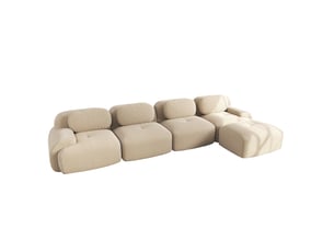 Canapé droit compressé convertible <strong>HAVRYA</strong> <strong></strong> 4 places Velours côtelé beige