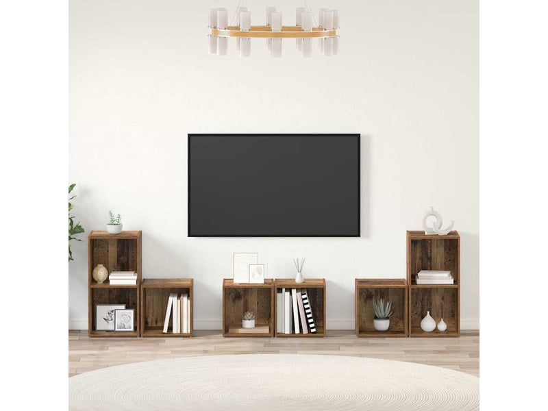  Ensemble meuble tv - banc tv - meuble de rangement 6 pcs bois ancien bois d'ingénierie  - Conforama D