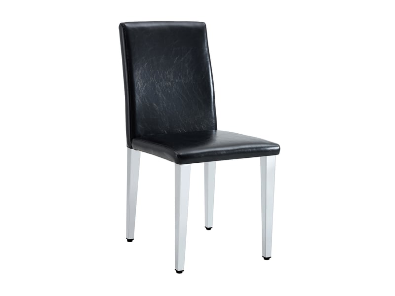  Chaises de salle à manger lot de 2 avec dossier ergonomique  - pieds métal antidérapants, similicuir noir argenté  - Conforama A