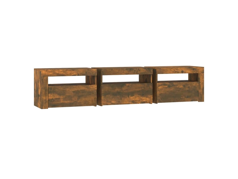 Meuble tv - banc tv - meuble de rangement avec lumières led chêne fumé 180x35x40 cm - Conforama E