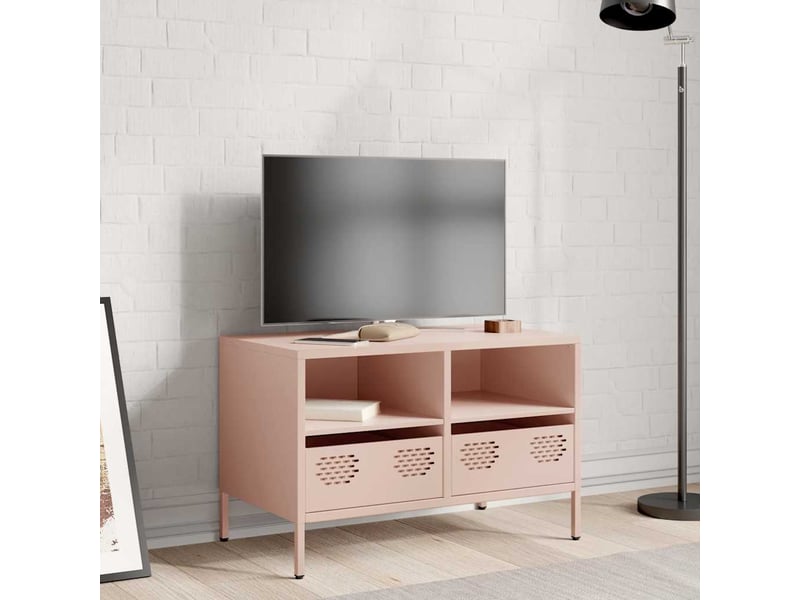  Meuble tv - banc tv - meuble de rangement rose 68x39x43,5 cm acier laminé à froid  - Conforama C