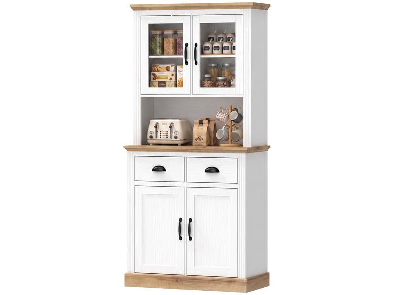  Buffet haut vaisselier style classique chic bicolore effet bois blanc  - Conforama E