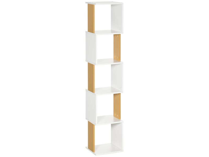  Bibliothèque en forme de s à 5 étagères pour salon ou bureau, 33 x 28 x 161 cm, blanche  - Conforama B