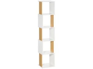 Bibliothèque en forme de s à 5 étagères pour salon ou bureau, 33 x 28 x 161 cm, blanche