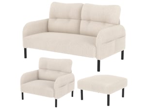 Canapé droit fixe OKWISH  2 + 1 places Tissu beige