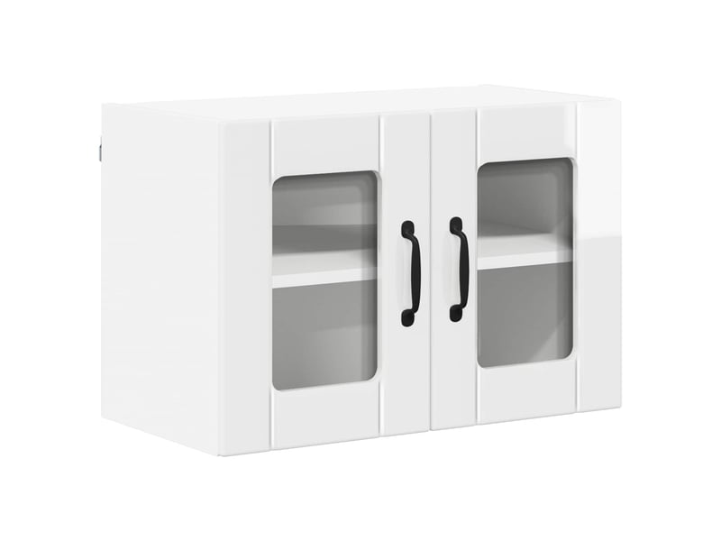  Meuble mural de cuisine, cabinet en verre mural 2 pcs blanc brillant shl2644  - Conforama E
