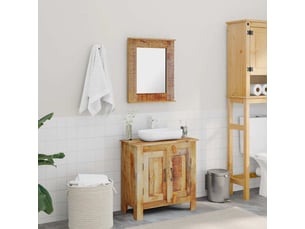 Meuble de salle de bain, armoire salle de bain avec miroir bois massif de manguier cf65405