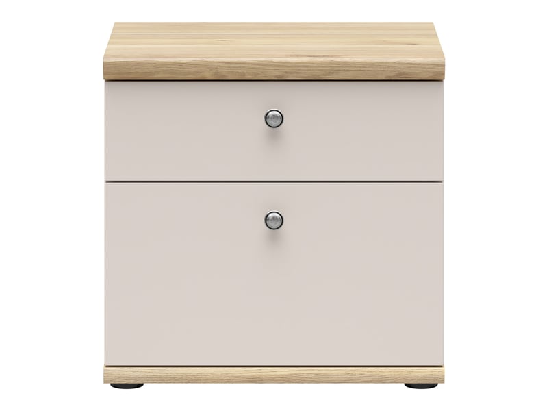  Table de chevet table de nuit 2 tiroirs coloris cachemire chêne mauvella - longueur 48 x profondeur 43 x hauteur 47 cm  - Conforama A