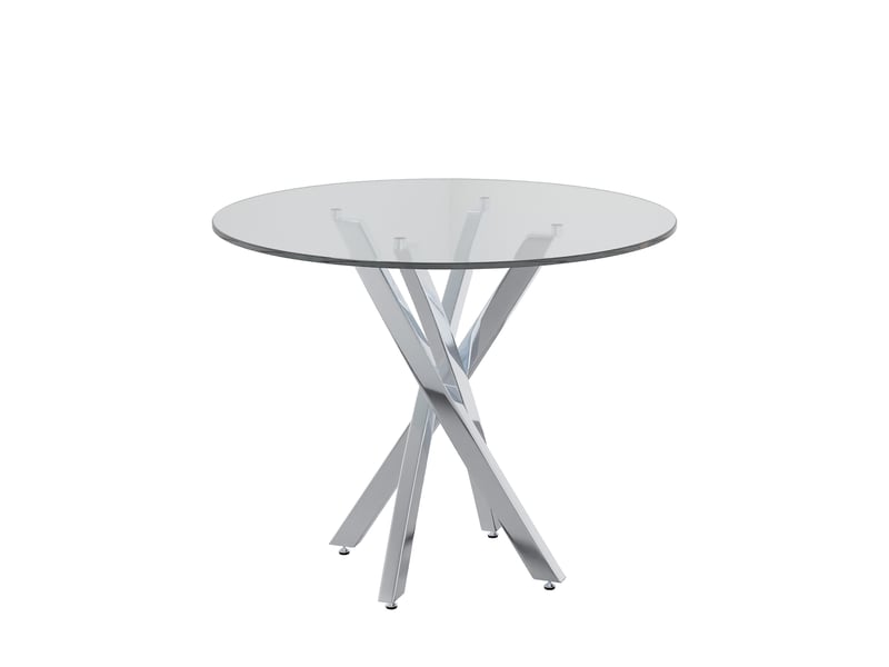  Table à manger en verre argenté, ronde, 3 places, 80 x 80 x 75 cm  - Conforama W