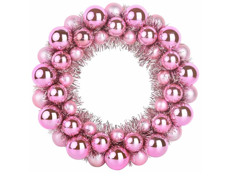  Couronnes de boules de noël 2 pcs rose 33 x 33 x 7 cm  - Conforama D