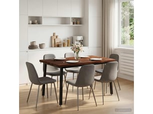 Table à manger moderne 120x80x75 cm bois d'acacia massif marron foncé et noir shl29940