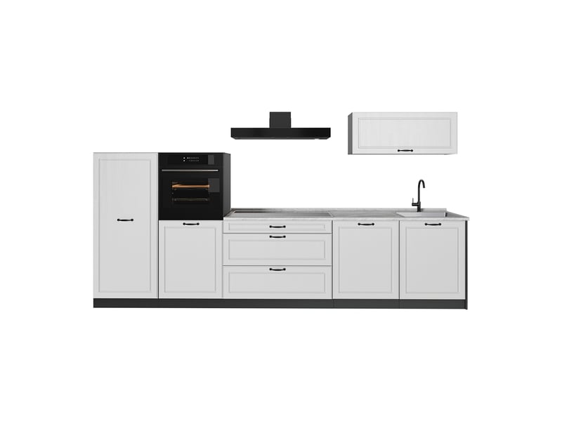  Vicco cuisine, blanc campagneanthracite, 340cm plan de travail marbre  - Conforama A